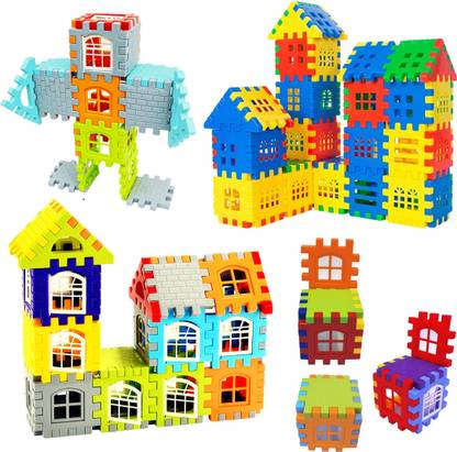 KARBD House Building Blocks with Windows for Kids Colorful Housing Block Stacking Game
