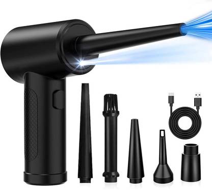 SERPLEX Cordless Air Duster, 51000RPM USB Handheld Air Duster with 3 Speeds, 5 Nozzles Air Blower