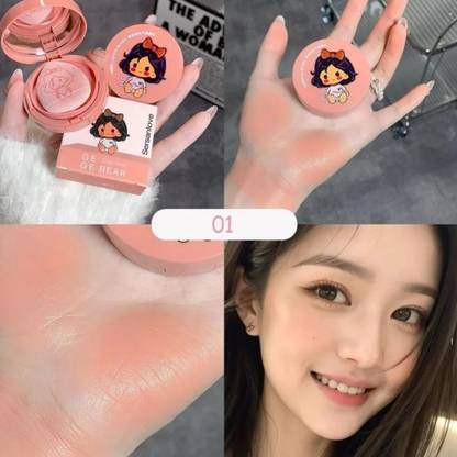 SersanLove GEGE BEAR Air Cushion Blush Cream – Natural Matte Cheek Tint with Sponge Puff