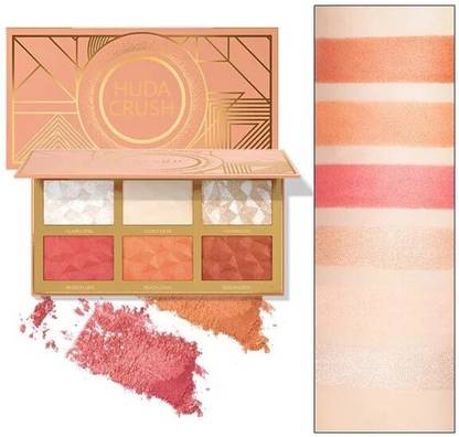 HUDA CRUSH Beauty 6in1 Hybrid Blush Palette With Contour & Bronzer Highly Blendable Shades