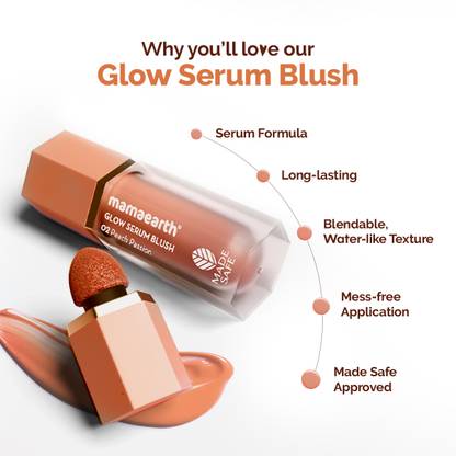 Mamaearth Glow Serum Blush with Vitamin C & Peach Extract Long Lasting Serum Formula
