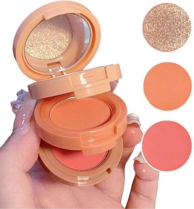 LOVE HUDA 3in1 HD Baked 3 Color Blusher, Highlighter, Eyeshadow Palette Brush Highlighter