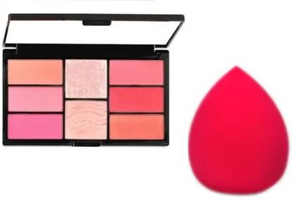 WECHARMERZ Matte Pro Blusher & Highlighter Palette for Face makeup With Makeup Sponge puff