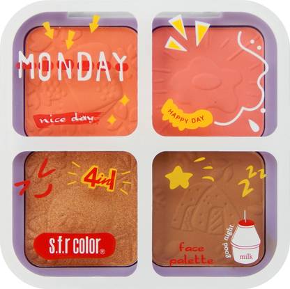 s.f.r color 4in1 Blusher + contour + highlighter + bronzer face make up combo palette