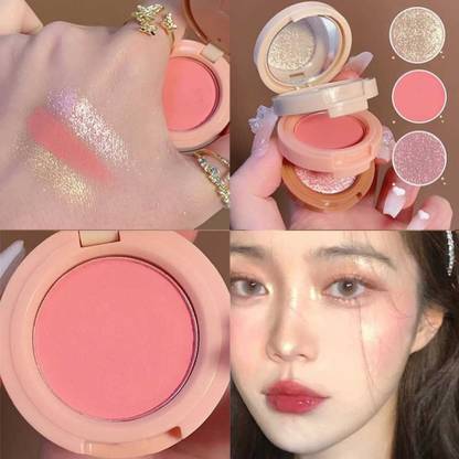 BLUEMERMAID 3 IN 1 blusher highlighter Pressed powder with mirror 3 colors