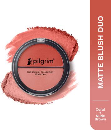 Pilgrim 2-IN-1 Blush Duo Coral Rumba-02, Richly Pigmented,Ultra Matte, Blendable