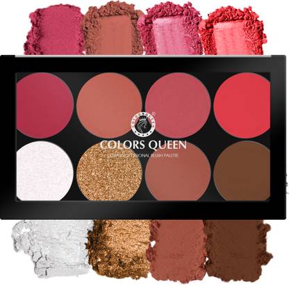 COLORS QUEEN Matte Blusher Palette with Shimmer Highlighter and Contour for Face & Cheeks