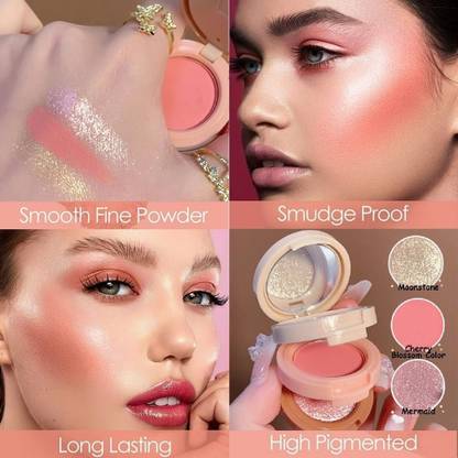 SILDUST 3 In 1 Matte Highlighter Blush Shiny Eye Shadow Multifunctional Face Makeup
