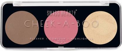 SWISS BEAUTY Cheek-A-Boo 3-in-1 Face Palette with Blusher , Contour and Highlighter