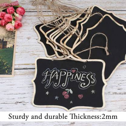 Haoser Hanging Chalkboard Black Mini Erasable Chalkboards Wooden Chalkboard Sign Board Chalk