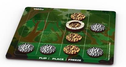 Webby Wooden Filip and Trap Tic Tac Toe Board Game for Kids Party & Fun Board Game