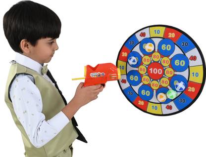 PlayKith STICY TARGET Toy Dart Board, 2 Toy Guns AND 6 Sticky Ball Target Game Dart Board Game