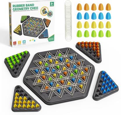 ARIZON Triggle Chain Triangle Chess– Rubber Band Strategy Board Game for Kids & Adults Strategy & War Board Game