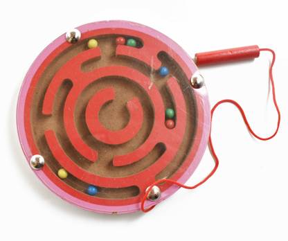 justhandmade Magnetic Pen Driving Bead Maze Wooden Jigsaws Puzzle Board Game for Kids(Circle) Party & Fun Board Game