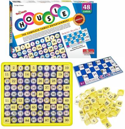 GRIVA MART Housie Reusable Folding Tickets Tambola Bingo Lotto Family Board Game 48 Cards Dart Board Game