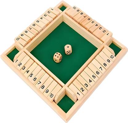 MARA BOMMAI Shut The Box Wooden Board Game for Kids & Adults – 4-Sided Dice Game with 2 Dice Educational Board Games