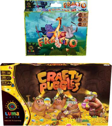 LUMA WORLD Pack: Fracto & Crafty Puggles Learn Fractions, Mental Maths, | STEM with Visual Educational Board Games