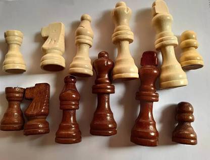 Brightstar Wooden Complete Set of 32 Chess Pieces, Chess Coins, Chessmen Light Weight Carrom Board Game