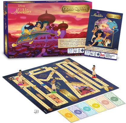 BORAD Gold Quest, Aladdin Board Game, Disney Aladdin Game Party & Fun Board Game