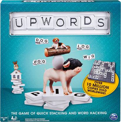FUNSKOOL Upwords, Fun and Challenging Family Word Game with Stackable Letter Tiles Word Games