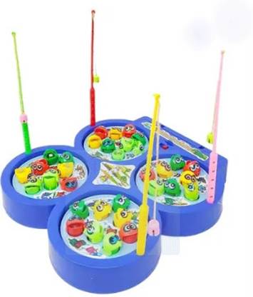 Braintastic Fishing Magnetic Fish Catching Game, 32 Pieces, 4 Rotating Ponds with Music Party & Fun Board Game