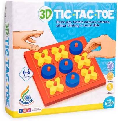 KIDSNEY 3D Tic Tac Toe Classic Mind Challenging Cross & Zero Family Board Game Party & Fun Board Game