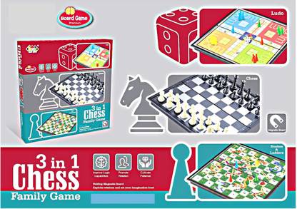 ADICHAI 3 in 1 Board Game Chess, Ludo, Snakes & Ladder Games Educational Board Games