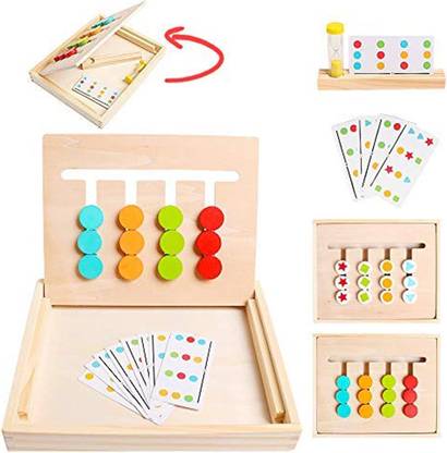 Little Mind Four Colour Slide Puzzle Color & Fruit Shape Matching Brain Teasers Logic Game Educational Board Games