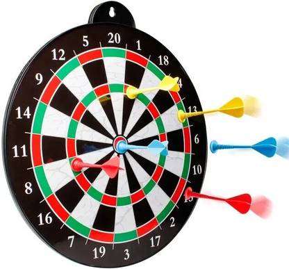DecEra Double Sided Big Dart Board Game - With 6 Darts - Size 15" Dart Board Game
