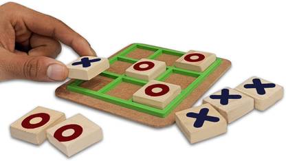 AMUSING Classic Tic Tac Toe Toy Game Zero & Cross Game Wooden Tic Tac Toe Game for Kids Strategy & War Board Game