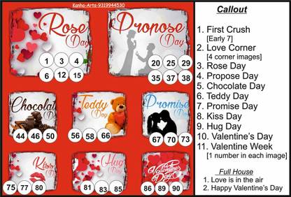 Kanha Arts Love days Tambola Tickets kity party theme size 6 by 4 inch 18 Cards Party & Fun Board Game