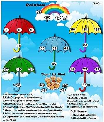 UltPult Tambola Weather Theme Tickets (Umbrella) Party & Fun Board Game