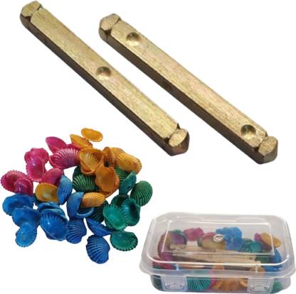 agilan Iron Dice Pair Dayakattai Set -Free Multi color Sea Shells 4*10=40 Nos Word Games