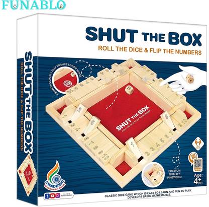 FUNABLO Shut The Box Roll and Flip Party & Fun Games for All Age Group Party & Fun Board Game