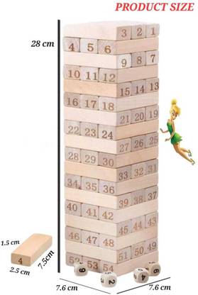 Shreejee JENGA WOODEN BUILDING BLOCK DOMINOES ,TUMBLING TOWER GAME( BIG SIZE) TOY Board Game Accessories
