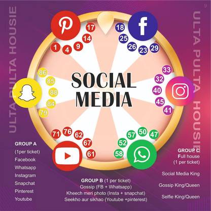 UltPult Tambola Miscellaneous Theme Tickets (Social-Media) Party & Fun Board Game