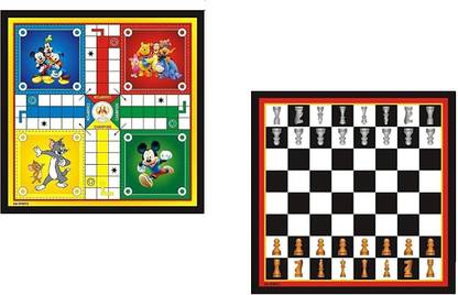 A S SPORTS 100% Good Quality wooden Ludo + chessman 2 in 1 Combo With One Set Of Ludo coin & Dice & Chessman set board Game Party & Fun Game Board Game Accessories