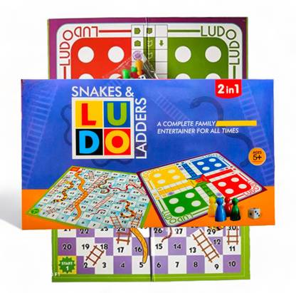 SARASI 2in1 Ludo, Snakes & Ladders, A Complete Family Entertainer For All Time, Party & Fun Board Game