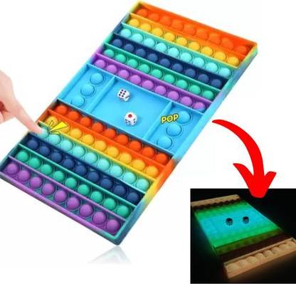 Skytrapper Big Pop it Ludo Board Game (Board Glow in Dark) Pure Silicon Based (With 2 dice) Party & Fun Board Game