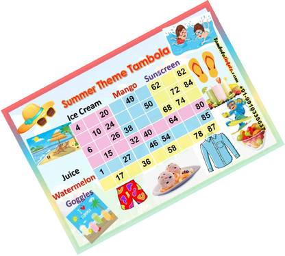 Tambola Tickets Delightful Summer Theme Tambola Housie Bingo Tickets ( 24 unique cards) Board Game Accessories