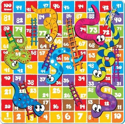 Sunta 16pcs H.trf Printed Jigsaw Puzzle - Snake & Ladders; Packing In Color Box Strategy & War Board Game