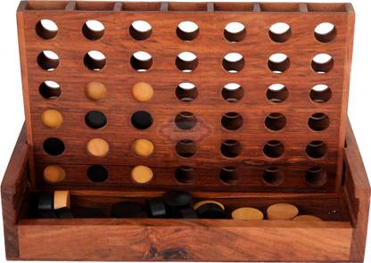 Shriji Crafts Wooden 4 Connect in a Row Games Connect Four Classic Family Fun Toy With Coins Party & Fun Board Game