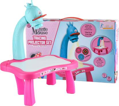 Kriiddaank Minnie Mouse Drawing Kids Projector Set Painting Desk Education Board Game Toy Educational Board Games