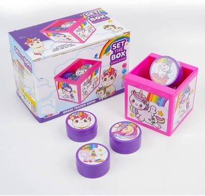 zokato Set The Box Unicorn Themed Brain Teaser Mind Challenge Game for All Ages Educational Board Games