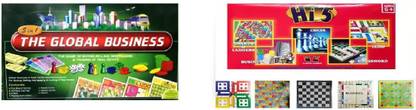 THE GLOBAL BUSINESS Monopoly + Hi 5 Board Games 2 in 1 combo (10 games ) Board Game Accessories