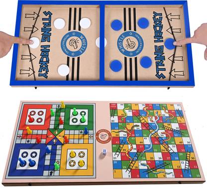 Dasil Soul 3 in 1 Board Game. Ludo , Snakes and Ladders Sling Puck Board Game Party & Fun Board Game