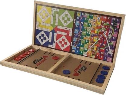 Dev Herbals 3 in 1 String Hockey Table Board with Ludo and Snakes Ladders Party & Fun Board Game