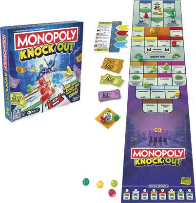 Monopoly Knockout Family Party Game for Age 8+, 2-8 Players, Quick-Playing Board Games Party & Fun Board Game