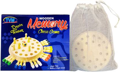 Dev Herbals TVM Wooden Memory Chess Game it come with mesh bag to keep the toy properly Board Game Accessories