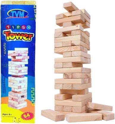 Tvm Tumbling Tower Game for Kids & Adults, Wooden Blocks, Stacking Game Challenging Party & Fun Board Game